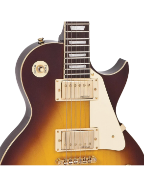 Vintage® V100 Guitarra Eléctrica Les Paul® Hardware Gold Color: Flamed Tobacco Sunburst