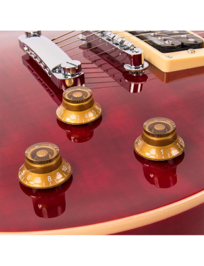 Vintage® V100T Guitarra Eléctrica Les Paul® Color: Flamed Trans Wine Red