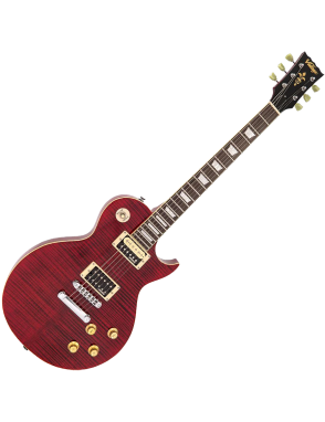 Vintage® V100T Guitarra Eléctrica Les Paul® Color: Flamed Trans Wine Red