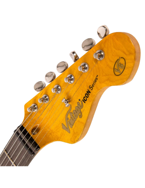 Vintage® V6 Guitarra Eléctrica SSS Maple Gastada Color: Sunburst