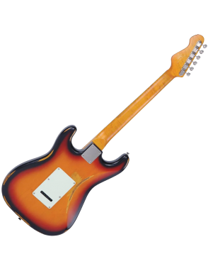 Vintage® V6 Guitarra Eléctrica SSS Maple Gastada Color: Sunburst