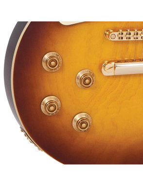 Vintage® LV100 Guitarra Eléctrica Zurdo Les Paul® Hardware Gold Color: Tobacco Sunburst