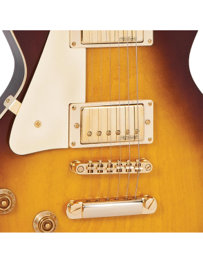 Vintage® LV100 Guitarra Eléctrica Zurdo Les Paul® Hardware Gold Color: Tobacco Sunburst