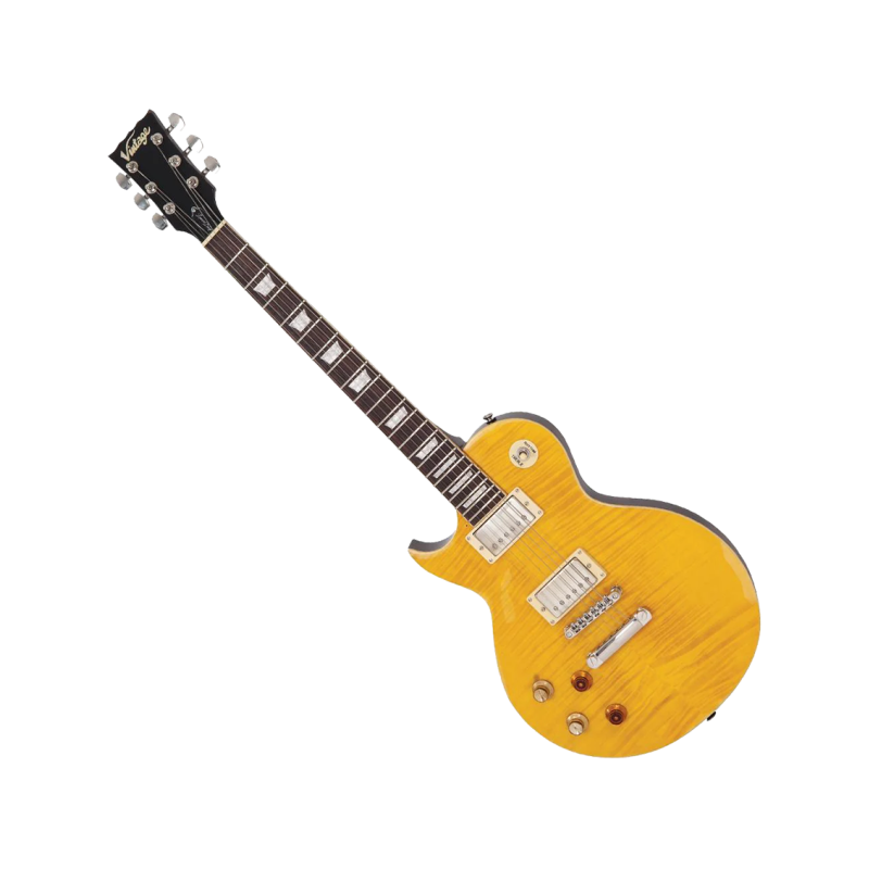Vintage® LV100 Guitarra Eléctrica Zurdo Les Paul® Gastada Color: Lemon Drop