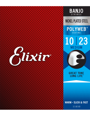 Elixir® 11650 Cuerdas Banjo 5 Cuerdas 10-23 Medium Níquel POLYWEB®