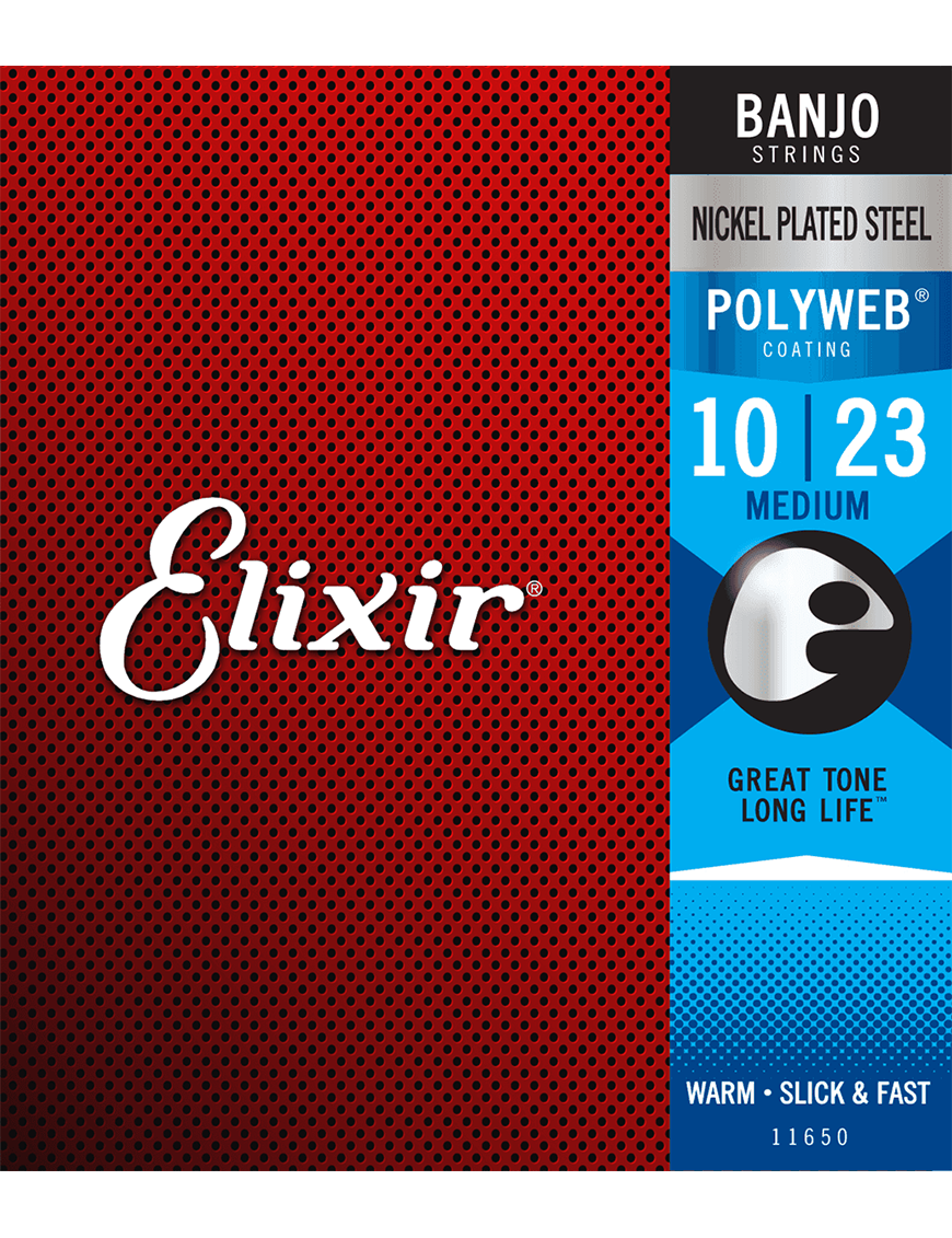 Elixir® 11650 Cuerdas Banjo 5 Cuerdas 10-23 Medium Níquel POLYWEB®