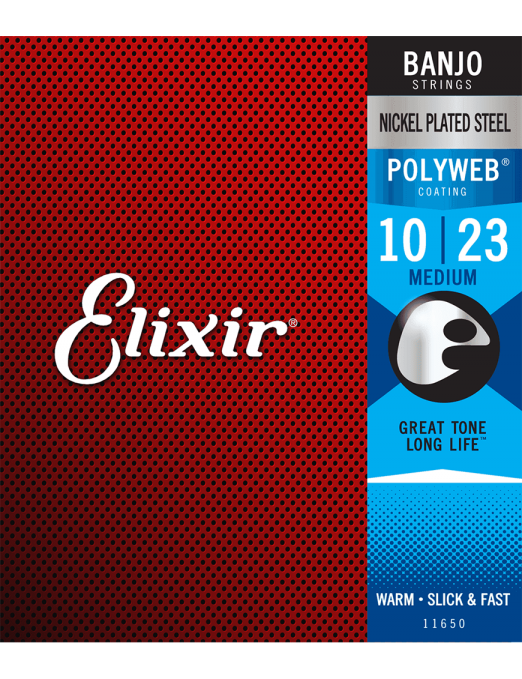 Elixir® 11650 Cuerdas Banjo 5 Cuerdas 10-23 Medium Níquel POLYWEB®