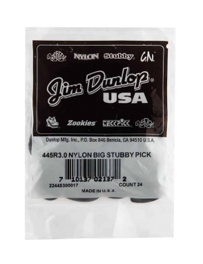 Dunlop® 445 Uñetas Nylon Big Stubby® Calibre: 3.00 mm | Color: Gris Bolsa: 24 Unidades