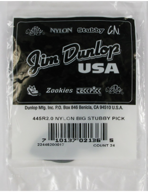 Dunlop® 445 Uñetas Nylon Big Stubby® Calibre: 2.00 mm | Color: Gris Bolsa: 24 Unidades