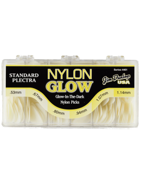 Dunlop® 4461 Uñetas Nylon Glow 446 Calibres: .53, .67, .80, .94, 1.07, 1.14 mm | Dispensador: 216 Unidades