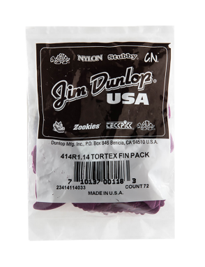 Dunlop® 414 Uñetas Tortex® Fin Calibre: 1.14 mm | Color: Morado Bolsa: 72 Unidades