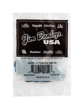 Dunlop® 423 Tortex® Small TearDrop Uñetas Calibre: 1.00mm Azul | 36 Unidades