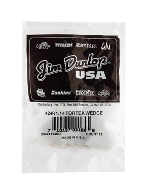 Dunlop® 424 Uñetas Tortex® Wedge Calibre: 1.14 | Color: Morado Bolsa: 72 Unidades