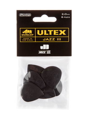 Dunlop® 427 Uñetas Ultex® JAZZ III Calibre: 2.00 mm Color: Negro Bolsa: 6 Unidades