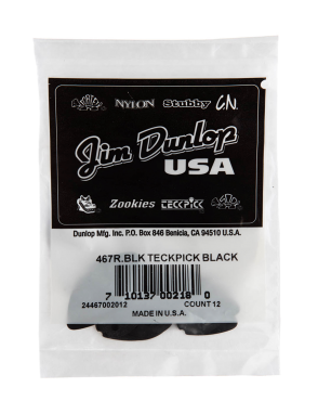 Dunlop® 467 Uñetas TECKPICK® Aluminio Standard | Color: Negro Bolsa: 12 Unidades
