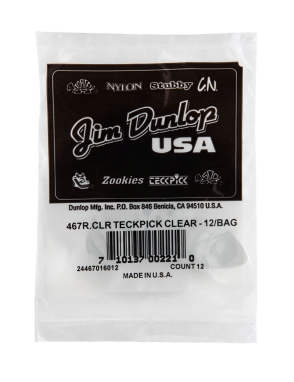 Dunlop® 467 Uñetas TECKPICK® Aluminio Standard | Color: Clear Bolsa 12 Unidades