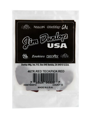 Dunlop® 467 Uñetas TECKPICK® Aluminio Standard Color: Rojo Bolsa: 12 Unidades