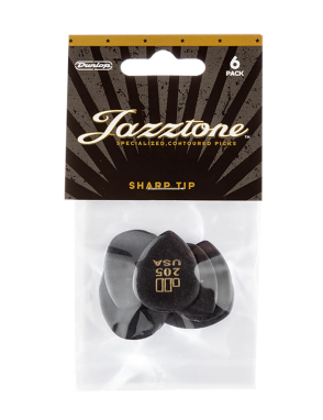 Dunlop® 477 Uñetas Jazztone™ 205 Puntiaguda | Color: Negro Bolsa: 6 Unidades