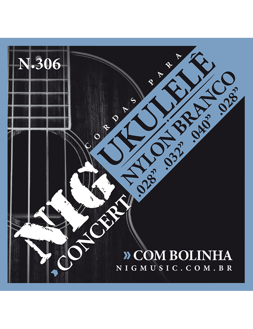 NIG® N-306 Cuerdas Ukelele Concierto 28-28 Nylon White Ball End