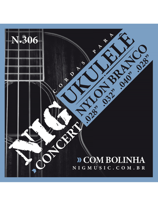 NIG® N-306 Cuerdas Ukelele Concierto 28-28 Nylon White Ball End