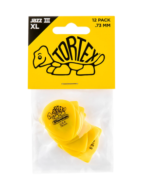 Dunlop® 498 Tortex® Uñetas Jazz III XL Calibre: .73 mm | Color: Amarillo Bolsa: 12 Unidades