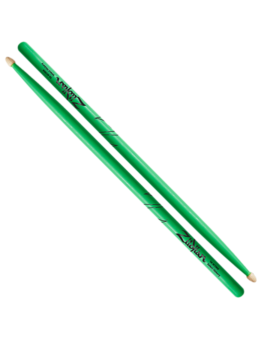 ZILDJIAN® 5A Baqueta Acorn Punta Madera | Verde Neón