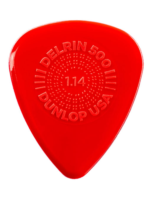 Dunlop® 450 Uñetas Delrin 500 Prime Grip® Calibre: 1.14 mm | Color: Rojo Bolsa: 12 Unidades