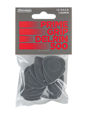 Dunlop® 450 Uñetas Delrin 500 Prime Grip® Calibre: 1.50 mm | Color: Gris Bolsa: 12 Unidades