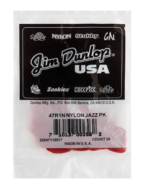 Dunlop® 47-1N Uñetas Nylon Jazz I  Calibre: 1.10 mm | Color: Rojo Bolsa: 24 Unidades