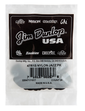 Dunlop® 47-1S Uñetas Nylon Jazz I Stiffo Calibre: 1.10 mm | Color: Negro Bolsa: 24 Unidades