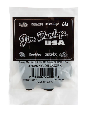 Dunlop® 47-2S Uñetas Nylon Jazz II Stiffo Calibre: 1.18 mm | Color: Negro Bolsa: 24 Unidades