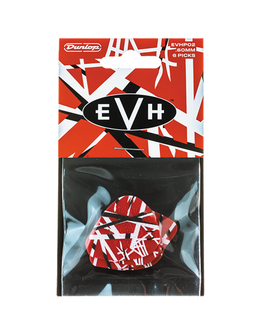 Dunlop® EVH® FRANKENSTEIN Uñetas Max-Grip® Calibre: .60 mm | Color: Rojo Bolsa: 6 Unidades