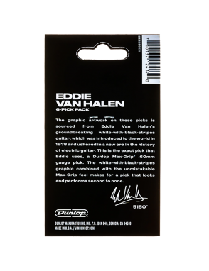 Dunlop® EVH® Signature White Black Uñetas Max-Grip® Calibre: .60 mm | 6 Unidades