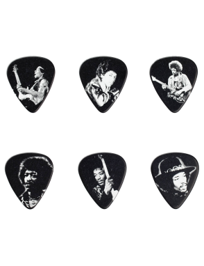 Dunlop® Jimi Hendrix™ Uñetas Silver Portrait Calibre: Médium | Portauñetas: 12 Unidades