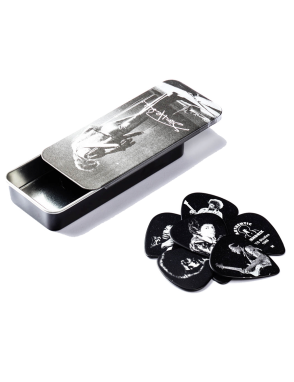 Dunlop® Jimi Hendrix™ Uñetas Silver Portrait Calibre: Médium | Portauñetas: 12 Unidades