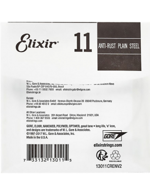 Elixir® 13011 Cuerda Guitarra Suelta .011 Plain Steel