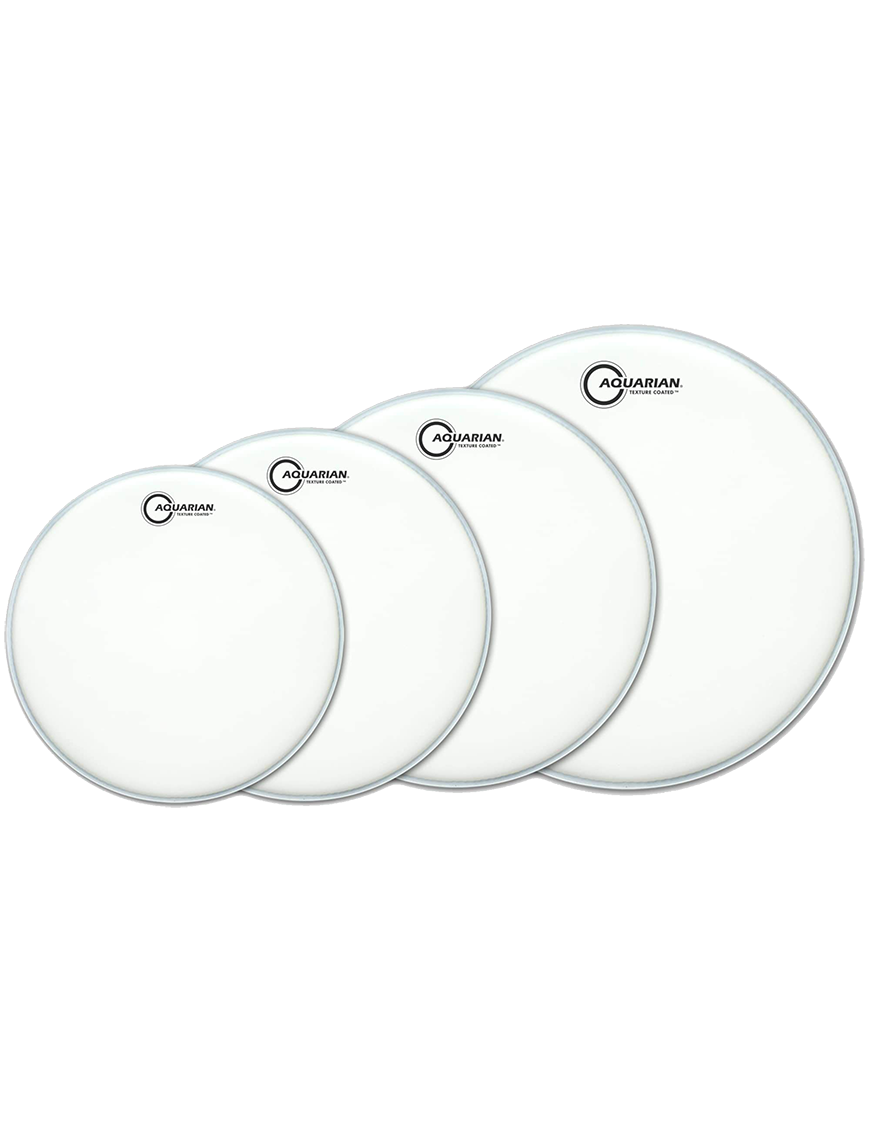 Aquarian Drumheads® TC-A Texture Coated™ Parche Set Blanco Prepack: TC1x10"-TC1x12"-TC1x14"+TC1x14"