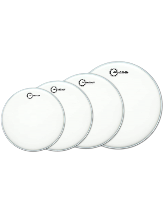 Aquarian Drumheads® TC-A Texture Coated™ Parche Set Blanco Prepack: TC1x10"-TC1x12"-TC1x14"+TC1x14"