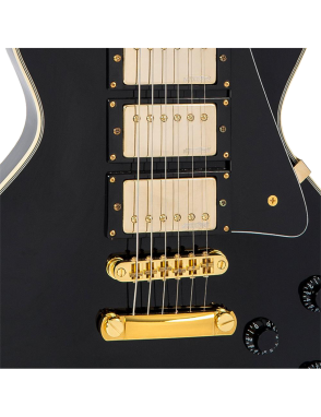 Vintage® V1003 Guitarra Eléctrica Les Paul® Hardware Gold | Color: Boulevard Black