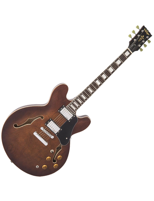 Vintage® VSA500 Guitarra Eléctrica Semi Hollow 335 | Natural Walnut