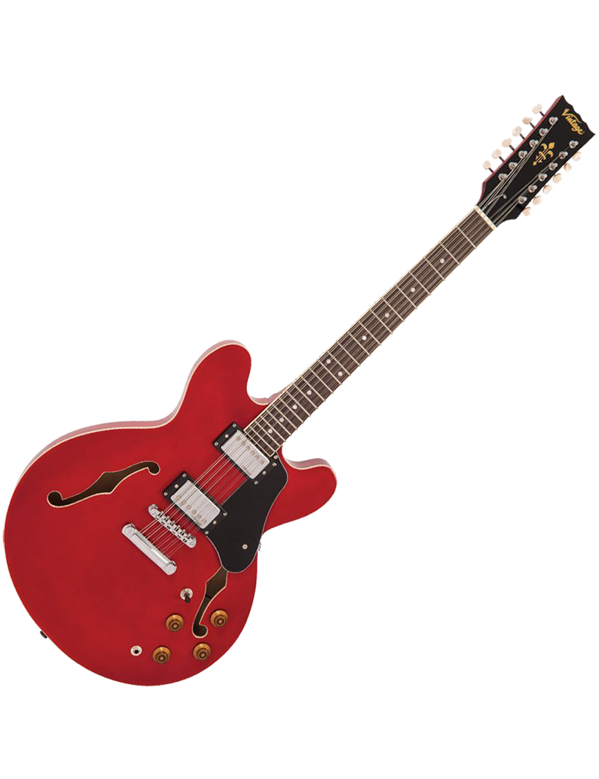 Vintage® VSA500 Guitarra Eléctrica 12 Cuerdas Semi Hollow 335 | Cherry Red