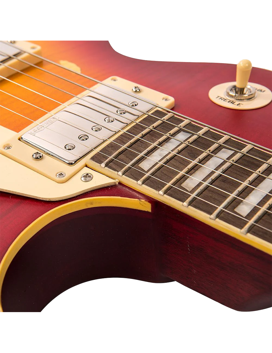 Vintage® V100 Guitarra Eléctrica Les Paul® Gastada | Cherry Sunburst
