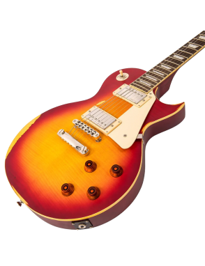 Vintage® V100 Guitarra Eléctrica Les Paul® Gastada | Cherry Sunburst