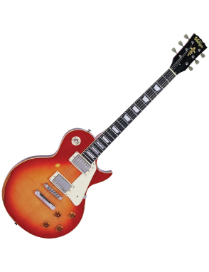 Vintage® V100 Guitarra Eléctrica Les Paul® Gastada | Cherry Sunburst