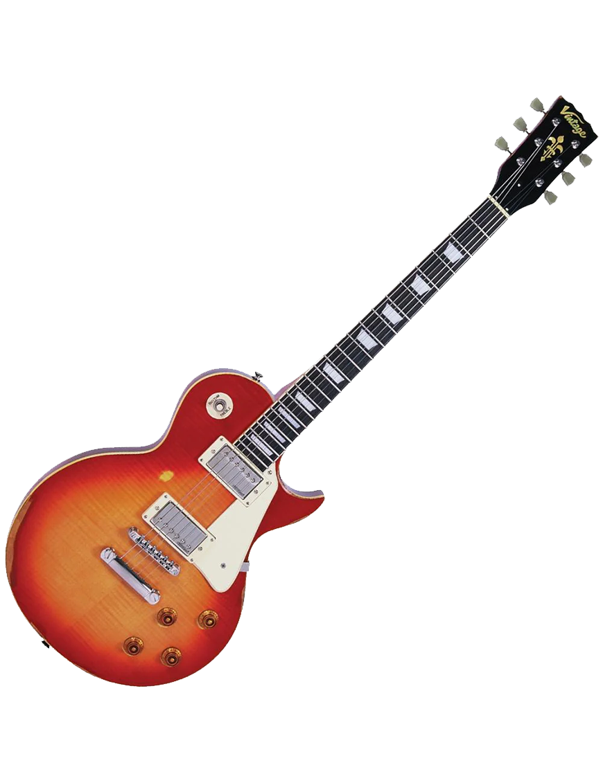 Vintage® V100 Guitarra Eléctrica Les Paul® Gastada | Cherry Sunburst