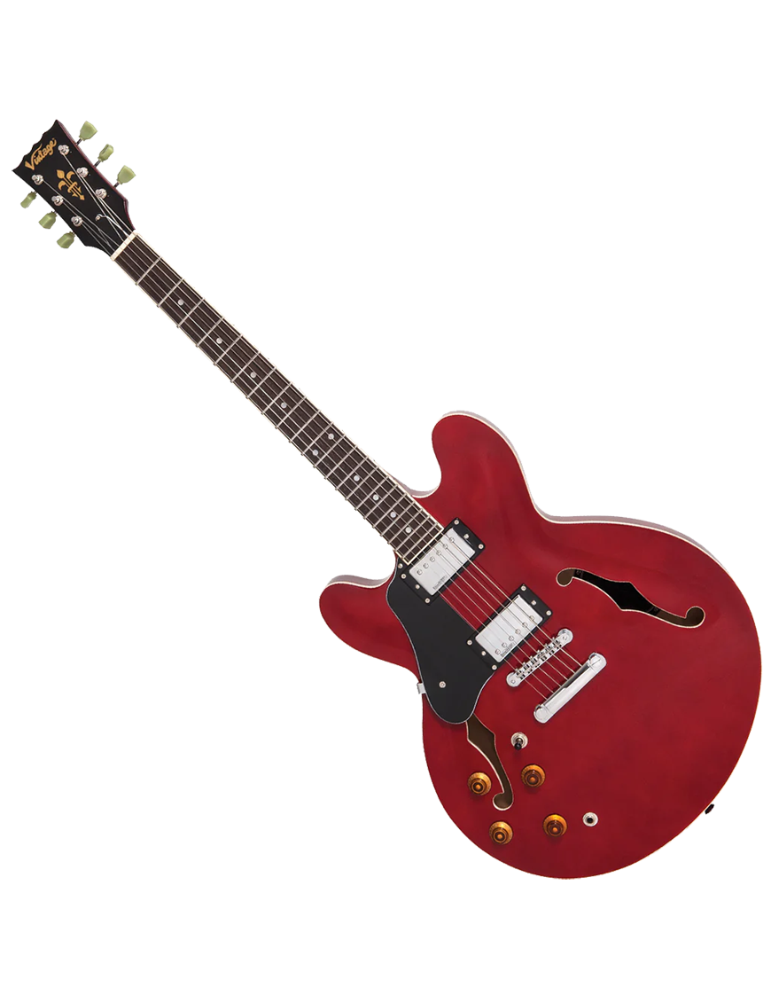 Vintage® LVSA500 Guitarra Eléctrica Zurdo Semi Hollow 335 | Cherry Red