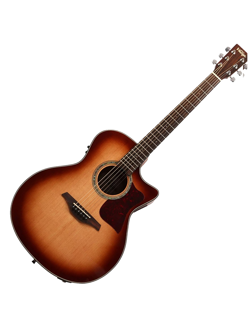 Vintage® VGA900 Guitarra Electroacústica Grand Auditorium Cutaway | Sunburst