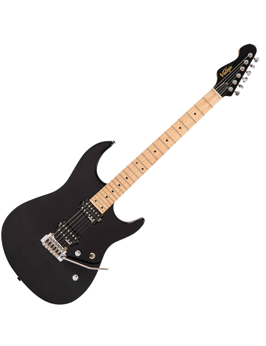 Vintage® V6M24 Guitarra Eléctrica 24F Maple Tremolo | Black