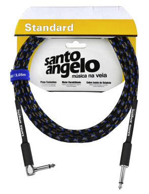 Santo Angelo® ANGEL Textil Cable Instrumento Plug ¼" Recto a Plug ¼" L 90° OFHC | 4.57mt