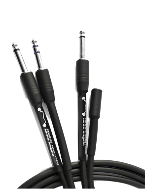 Santo Angelo® EXODUS Cable Audio 1Plug ¼" TS a 1Plug ¼" TS + 1Plug ¼" TRS a Mini Plug ⅛" TRS hembra OFHC | 2 mt